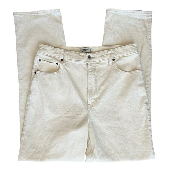 Abercrombie & Fitch Women’s The 90s Straight Ultra High Rise White Jeans 14 Long - Picture 4 of 12